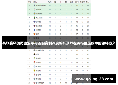英联赛杯的历史沿革与当前赛制深度解析及其在英格兰足球中的独特意义