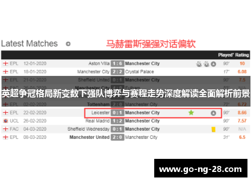 英超争冠格局新变数下强队博弈与赛程走势深度解读全面解析前景